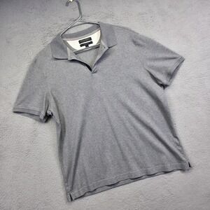 Banana Republic Polo Shirt Men L Gray Standard Fit Luxury Touch Soft Knit Travel